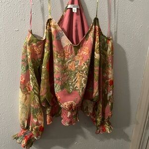 Guess cold shoulder floral blouse